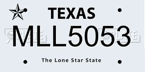 MLL5053 Texas License Plate