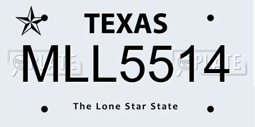 MLL5514 Texas License Plate