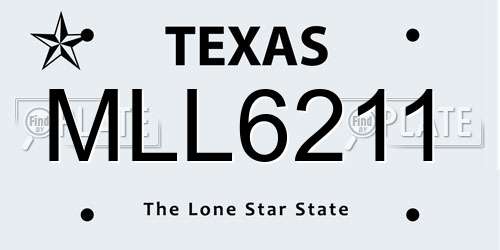 MLL6211 Texas License Plate