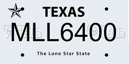 MLL6400 Texas License Plate