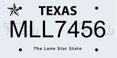 MLL7456 Texas License Plate