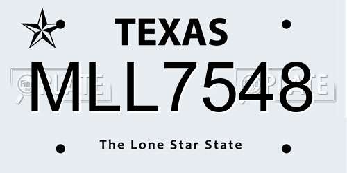 MLL7548 Texas License Plate