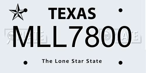 MLL7800 Texas License Plate