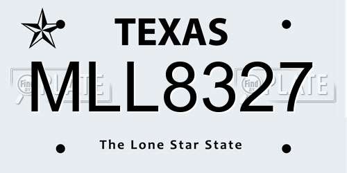 MLL8327 Texas License Plate