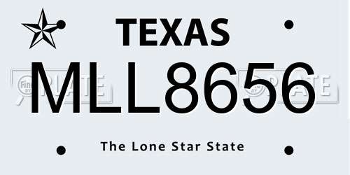 MLL8656 Texas License Plate