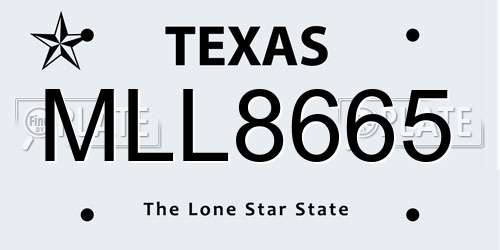 MLL8665 Texas License Plate
