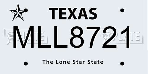 MLL8721 Texas License Plate
