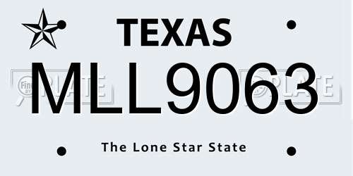 MLL9063 Texas License Plate