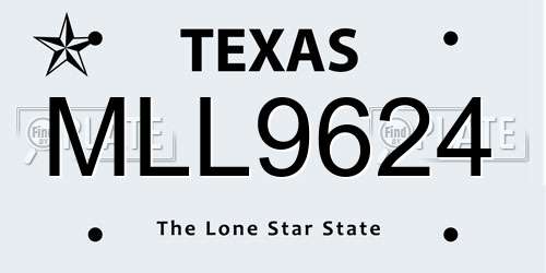 MLL9624 Texas License Plate