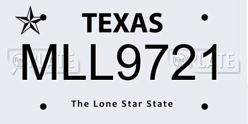 MLL9721 Texas License Plate