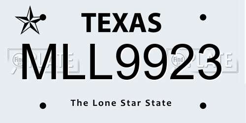 MLL9923 Texas License Plate