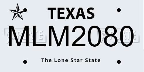MLM2080 Texas License Plate