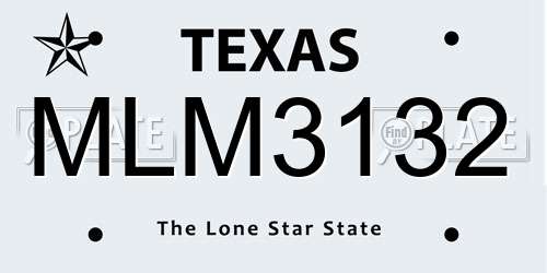 MLM3132 Texas License Plate