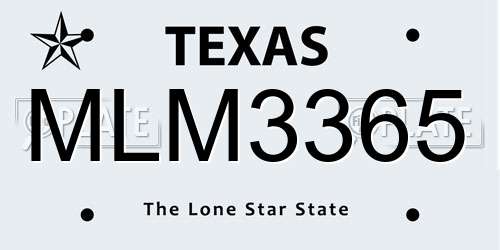 MLM3365 Texas License Plate