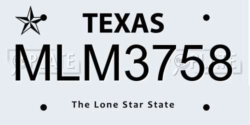 MLM3758 Texas License Plate