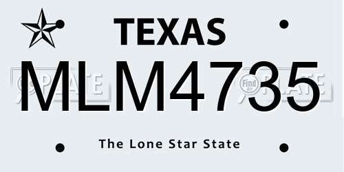 MLM4735 Texas License Plate