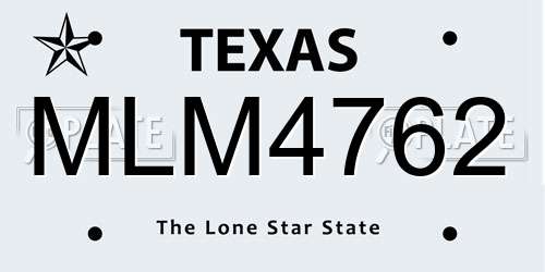MLM4762 Texas License Plate