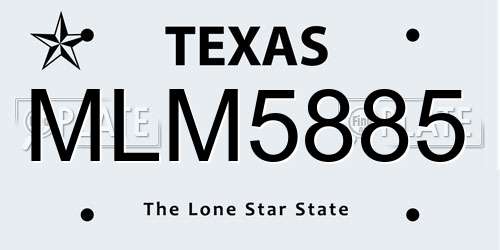 MLM5885 Texas License Plate