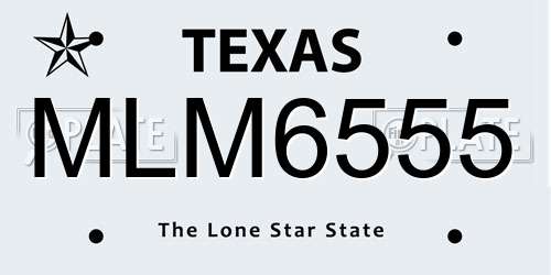 MLM6555 Texas License Plate