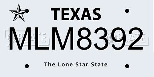 MLM8392 Texas License Plate