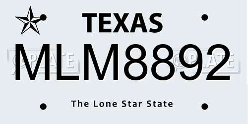 MLM8892 Texas License Plate