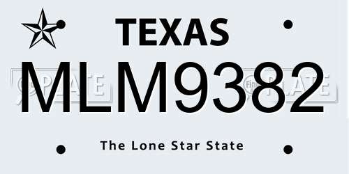 MLM9382 Texas License Plate