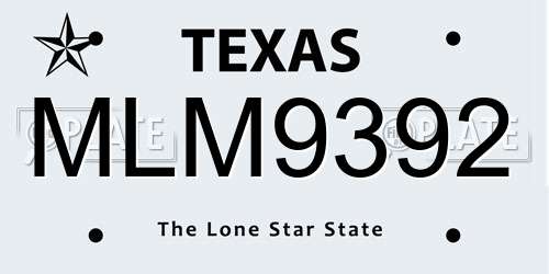 MLM9392 Texas License Plate