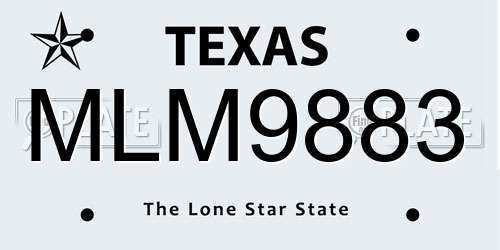 MLM9883 Texas License Plate