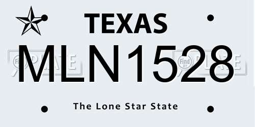 MLN1528 Texas License Plate