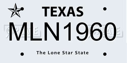MLN1960 Texas License Plate