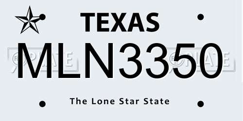 MLN3350 Texas License Plate