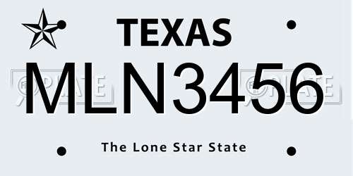 MLN3456 Texas License Plate