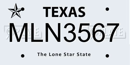 MLN3567 Texas License Plate