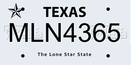 MLN4365 Texas License Plate