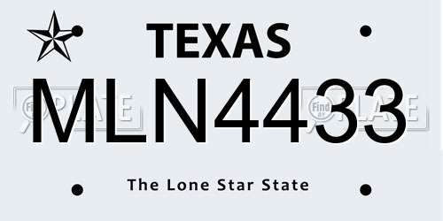 MLN4433 Texas License Plate
