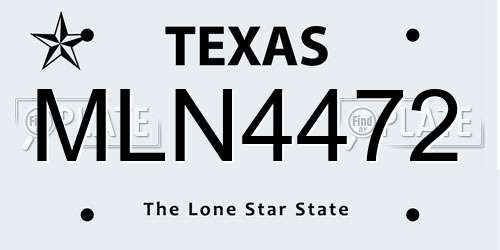 MLN4472 Texas License Plate