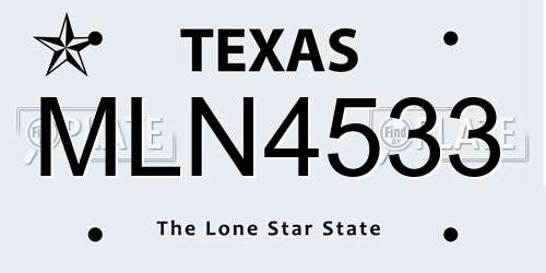 MLN4533 Texas License Plate