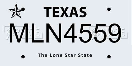 MLN4559 Texas License Plate