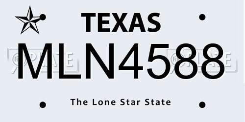 MLN4588 Texas License Plate