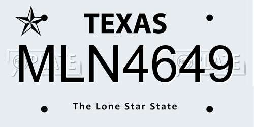 MLN4649 Texas License Plate