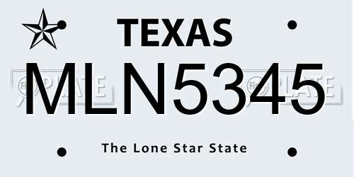 MLN5345 Texas License Plate