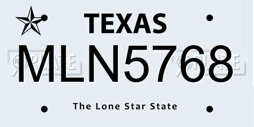 MLN5768 Texas License Plate
