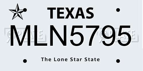 MLN5795 Texas License Plate