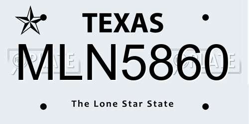 MLN5860 Texas License Plate