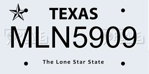 MLN5909 Texas License Plate
