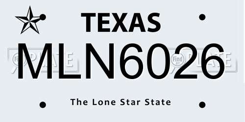 MLN6026 Texas License Plate