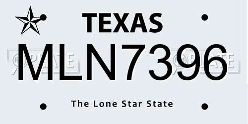 MLN7396 Texas License Plate