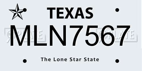 MLN7567 Texas License Plate