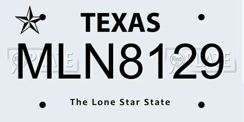 MLN8129 Texas License Plate