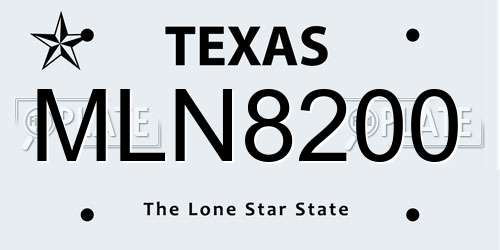 MLN8200 Texas License Plate
